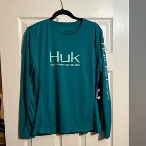 NWT Huk Teal Performance Women’s Fishing Shirt, XL Long Sleeves
